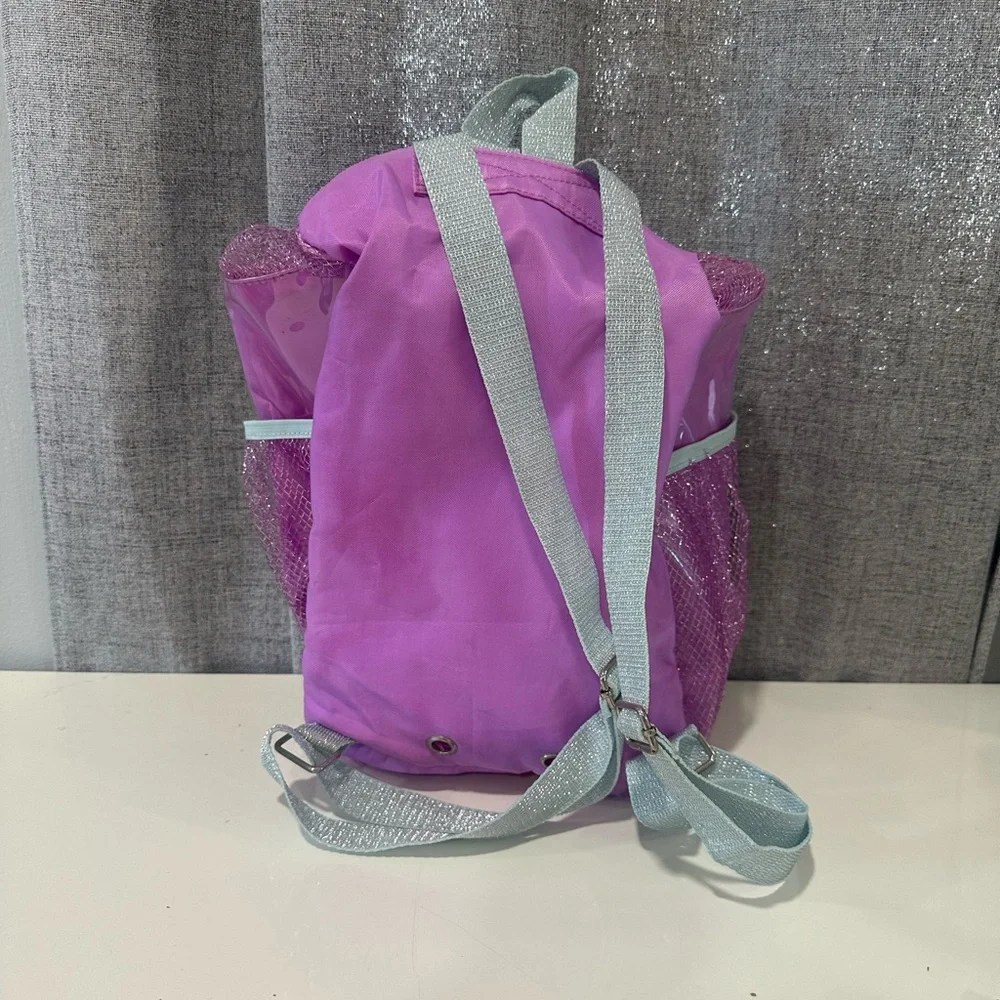 Disney frozen drawstring, backpack, Purple. Anna and Elsa